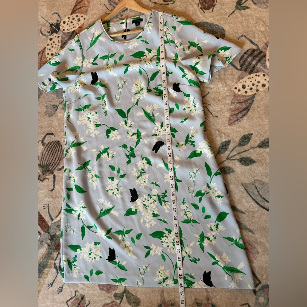 Ann Taylor Baby Blue Mini Dress with White Florals and Black Butterflies - Picture 9 of 15